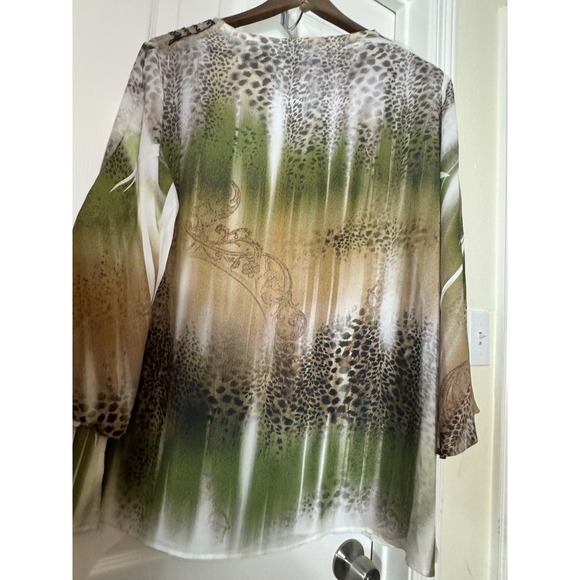 Reba Top Forest Fairy Abstract Rhinestone Blouse Artsy Festival Soft Stretch L - Picture 6 of 7